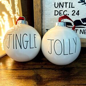 Rae Dunn Jingle and Jolly Ornaments